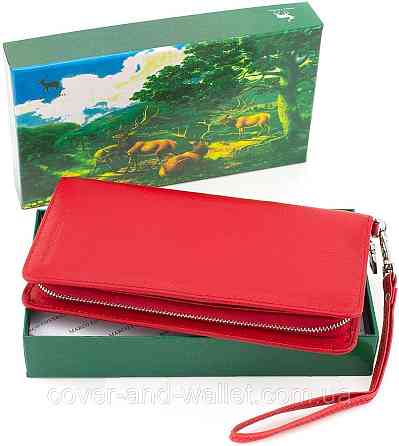 Червоний шкіряний гаманець клатч з ремінцем для руки Marco Coverna MC 6056 Київ