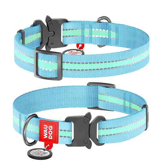 Нашийник для собак нейлоновий WAUDOG Nylon з QR паспортом, світлонакопичувальний/світловідбивни Коломыя