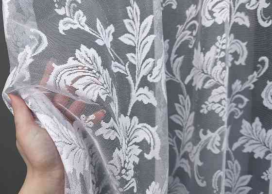 Короткий тюль VR-Textil 1525т Жакард Білий 500х160 см (42-1051) Київ