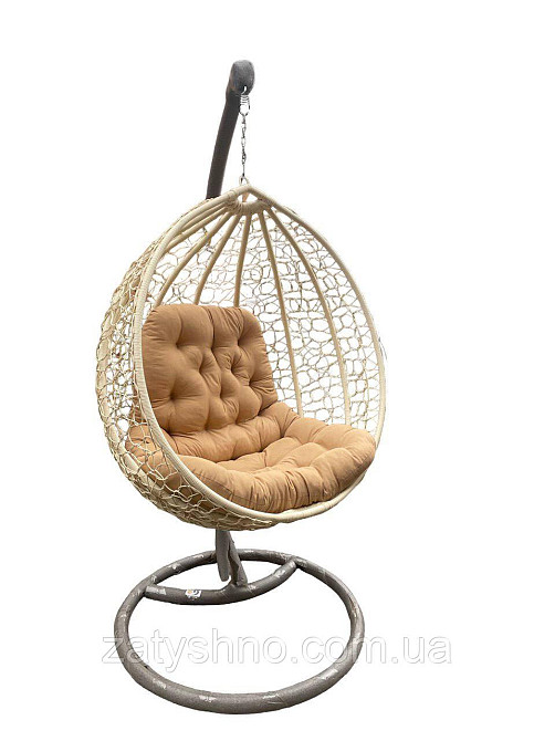Підвісне крісло кокон із ротанга з посиленою стійкою Київ - фото 2