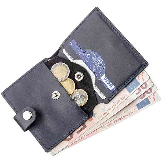 Портмоне вертикальное мужское кожаное с монетницей SHVIGEL 16224 Синее Киев