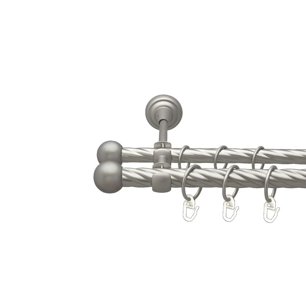 Карниз Orvit Куля Болонь металевий дворядний відкритий скручена труба кільце металеве Сатин 19\16 мм 200 см Львов - изображение 1