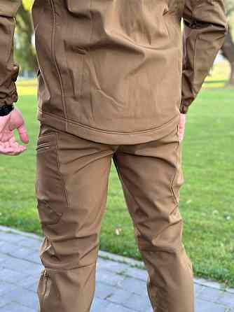 Тактичний демісезонний чоловічий костюм soft shell койот, військова форма софт шелл з блискавкою Львів