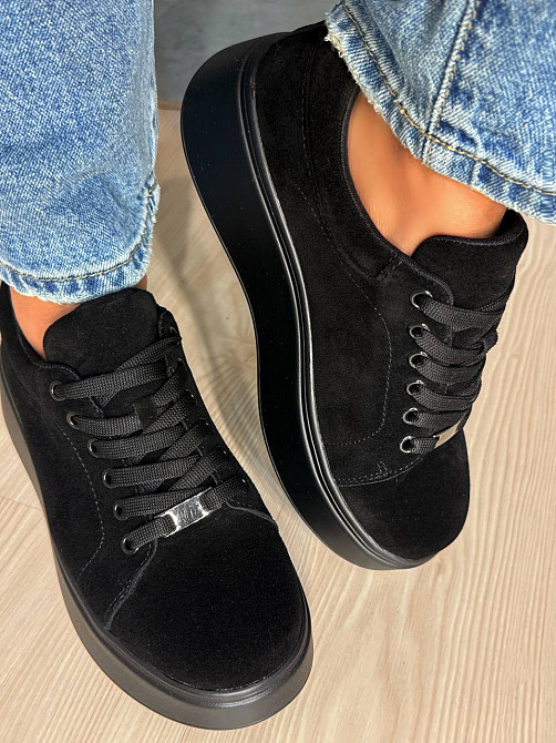 Кеди жіночі Hengji 537-8 замшеві на платформі чорні, 37, 24 см Одеса - фото 8