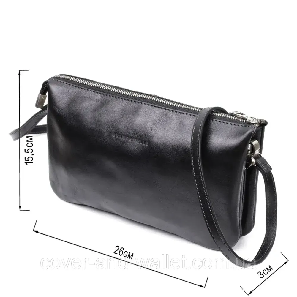 Класичний жіночий клатч із натуральної високоякісної шкіри чорного кольору Grande Pelle 70561001 Київ - фото 6