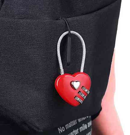 Замок кодовий у формі серця червоний, міні замок для валізи, рюкзака, шафи Київ