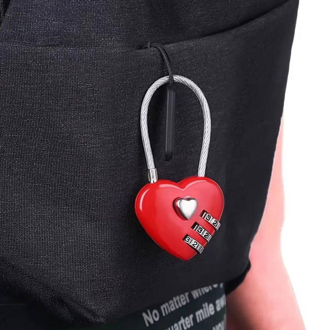 Замок кодовий у формі серця червоний, міні замок для валізи, рюкзака, шафи Київ - фото 2