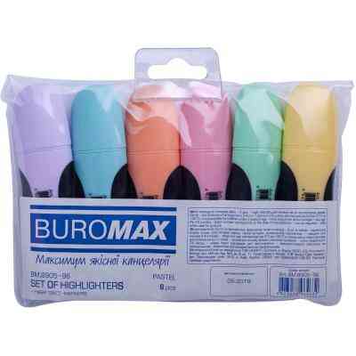 Набор маркеров Buromax highlighter pen, PASTEL, chisel tip, SET 6 colors (BM.8905-96) Винница