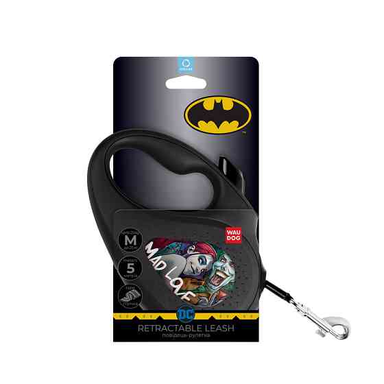 Повідець-рулетка для собак WAUDOG R-leash, малюнок "Божевільне кохання", M, до 25 кг, 5 м, світ Коломия