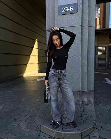 Жіночий базовий боді з акцентним пірсингом на грудях віскоза Чорний, 42/44 Одеса