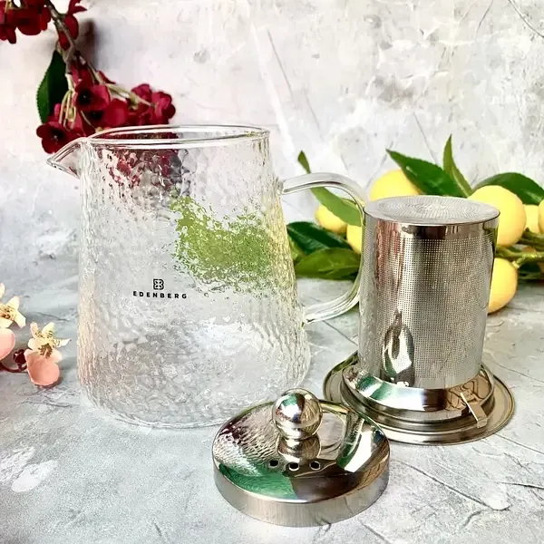 Чайник-заварник EB-19062 600 мл із карбованого термостійкого скла з фільтром із нержавіючої сталі Одеса - фото 3