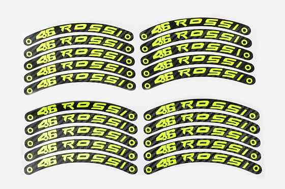 Наклейка на колесо декор 46 ROSSI, 10шт (желтая) (#6059) Мукачево