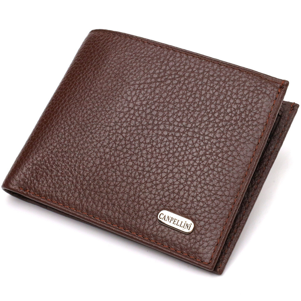 Превосходное мужское портмоне из натуральной зернистой кожи CANPELLINI 21775 Коричневое Киев - изображение 1