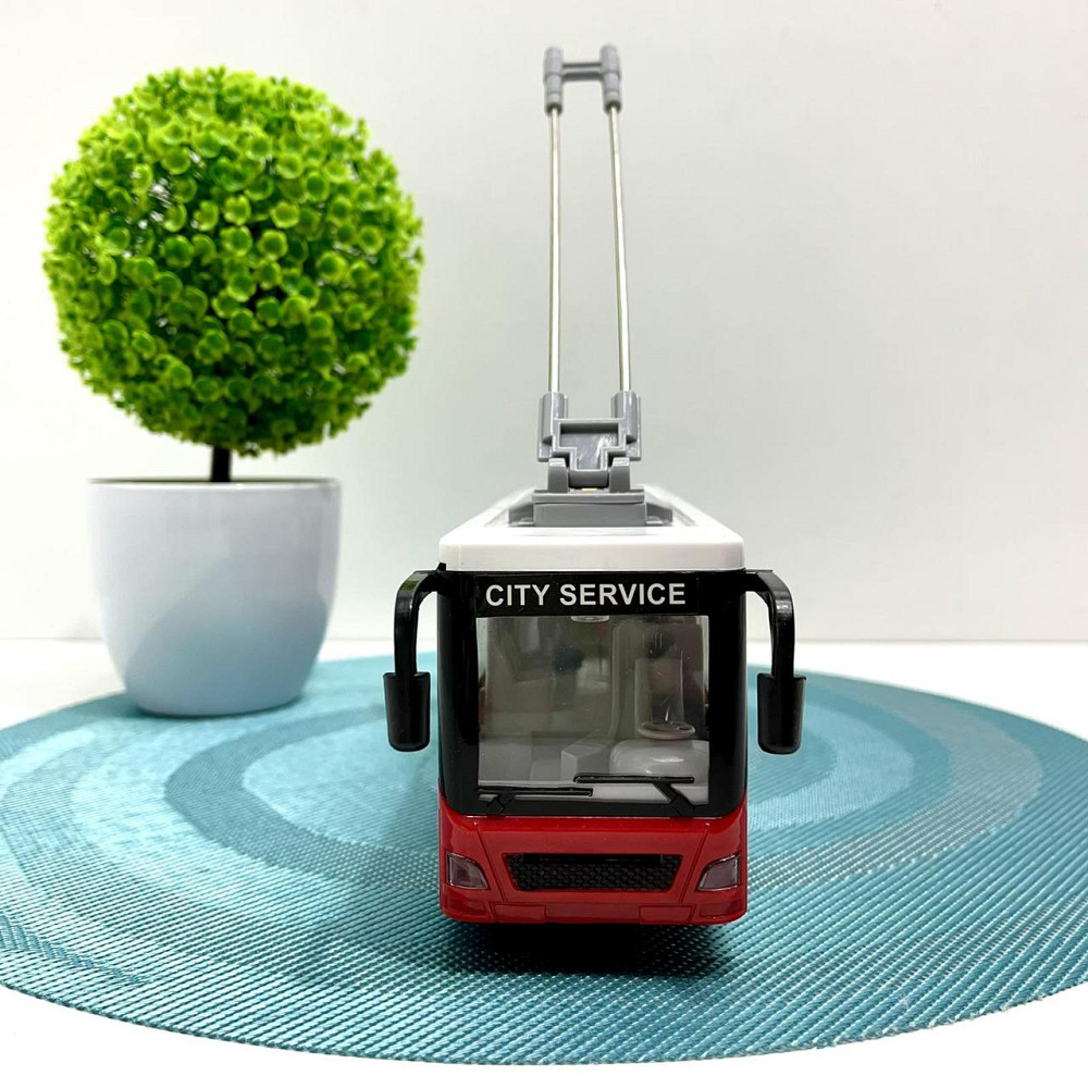 Тролейбус з інерцією підсвічуванням і звуком відчиняються двері Червоний (WY911AB) Чернігів - фото 6