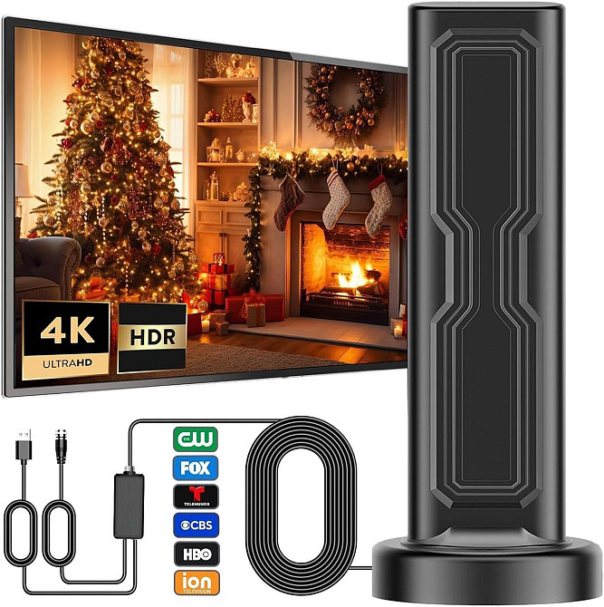 Антена COMBLU 2024 чорна до 780 миль підсилювач Smart IC 360° HDTV 4K 1080p внутрішня/зовнішня портативна Київ - фото 1