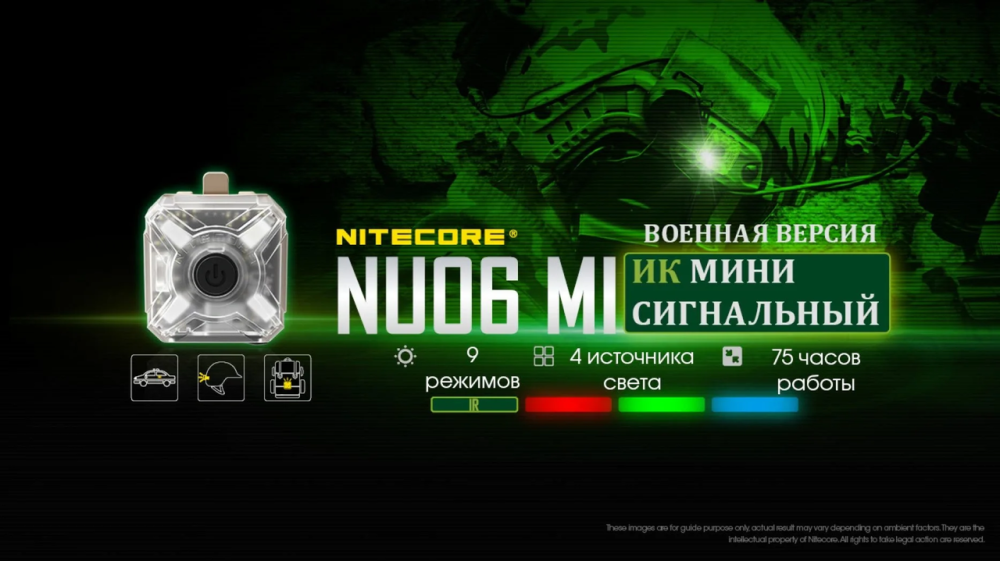 Сигнальний налобний міні ліхтар Nitecore NU06 MI ліхтар-маяк (червоне, синє, зелене, інфрачервоне світло) Вінниця - фото 7