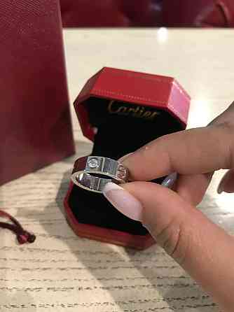 Cartier кільце LOVE з великим камінням під срібло / Cartier кільце з камінням у білому золоті Одеса
