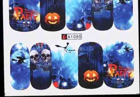 Наклейки для ногтей Хэллоуин с тыквой и черепами 5 на 6 см разноцветный Киев
