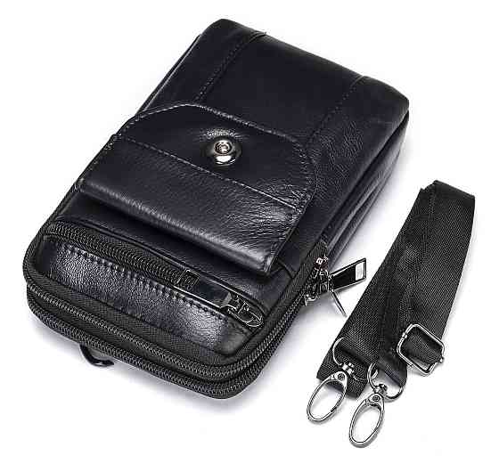 Кожаная сумка на пояс Черная (Vintage) Киев