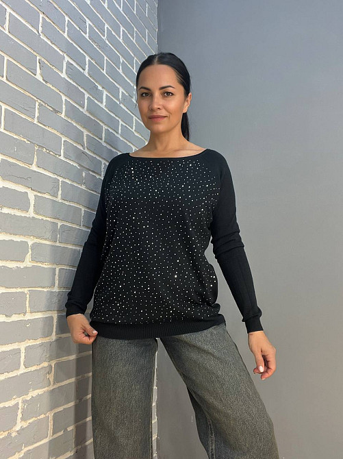 Джемпер женский ACCORDDREAM 9067 тонкий свитер россыпь камней, черный, one size Киев - изображение 8