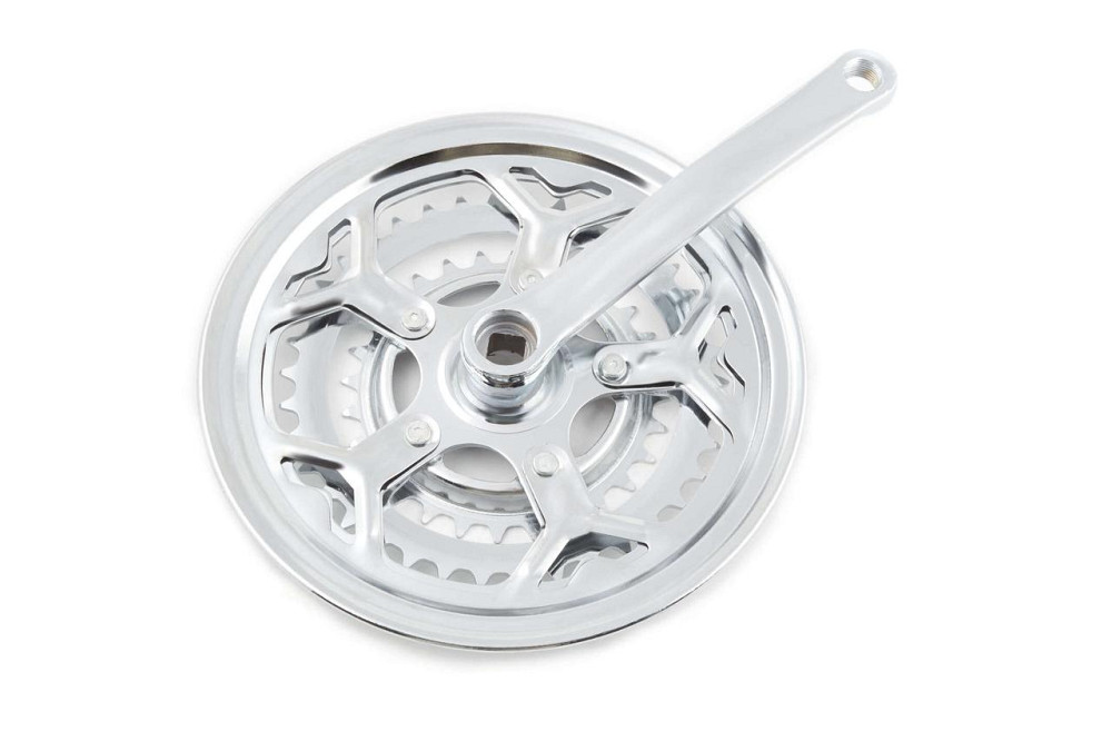 Зірки велосипедні (передні) 28/38/48T (+2 шатуни L-18 см, квадрат, хром, із захистом) Мукачево - фото 1