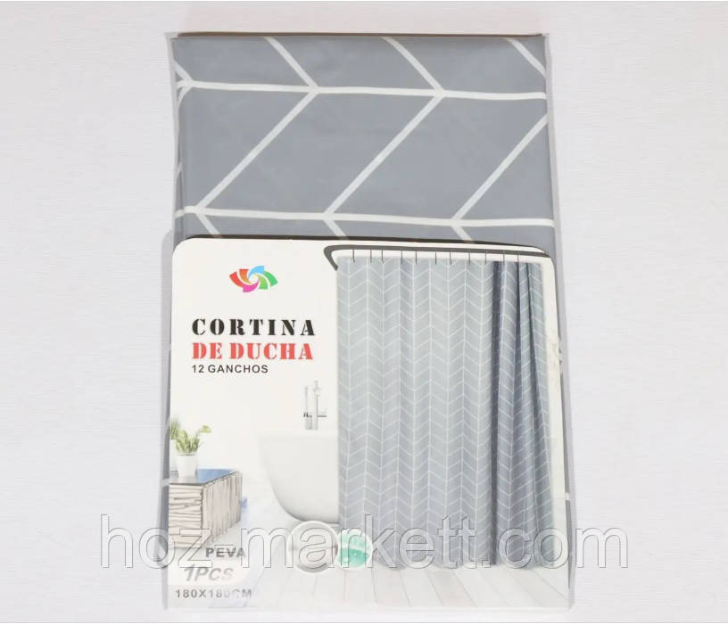 Штора в ванную силиконовая Эфиопия Серая шторка для ванной 180 х 180 см Харьков - изображение 1