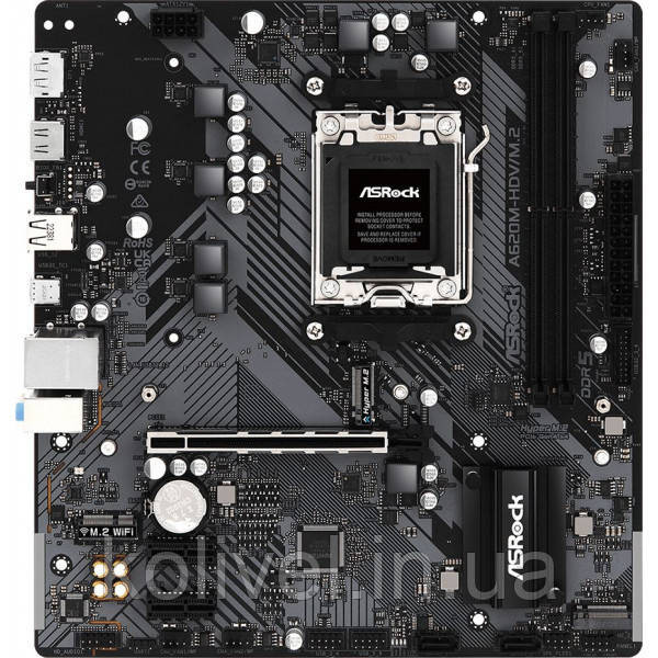 ASRock A620M-HDV/M.2 (AM5/A620, 2*DDR5, PCIex16, DP/HDMI, 2xSATAІІІ, 2xM.2, GLan, 8ch, mATX) (A620M-HDV/M.2) Киев - изображение 1