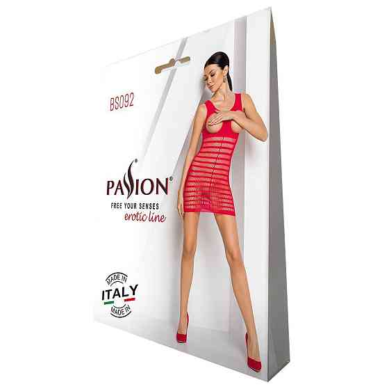 Бодістокінг-сукня з відкритими грудями Passion BS092 red Sex Aura Київ
