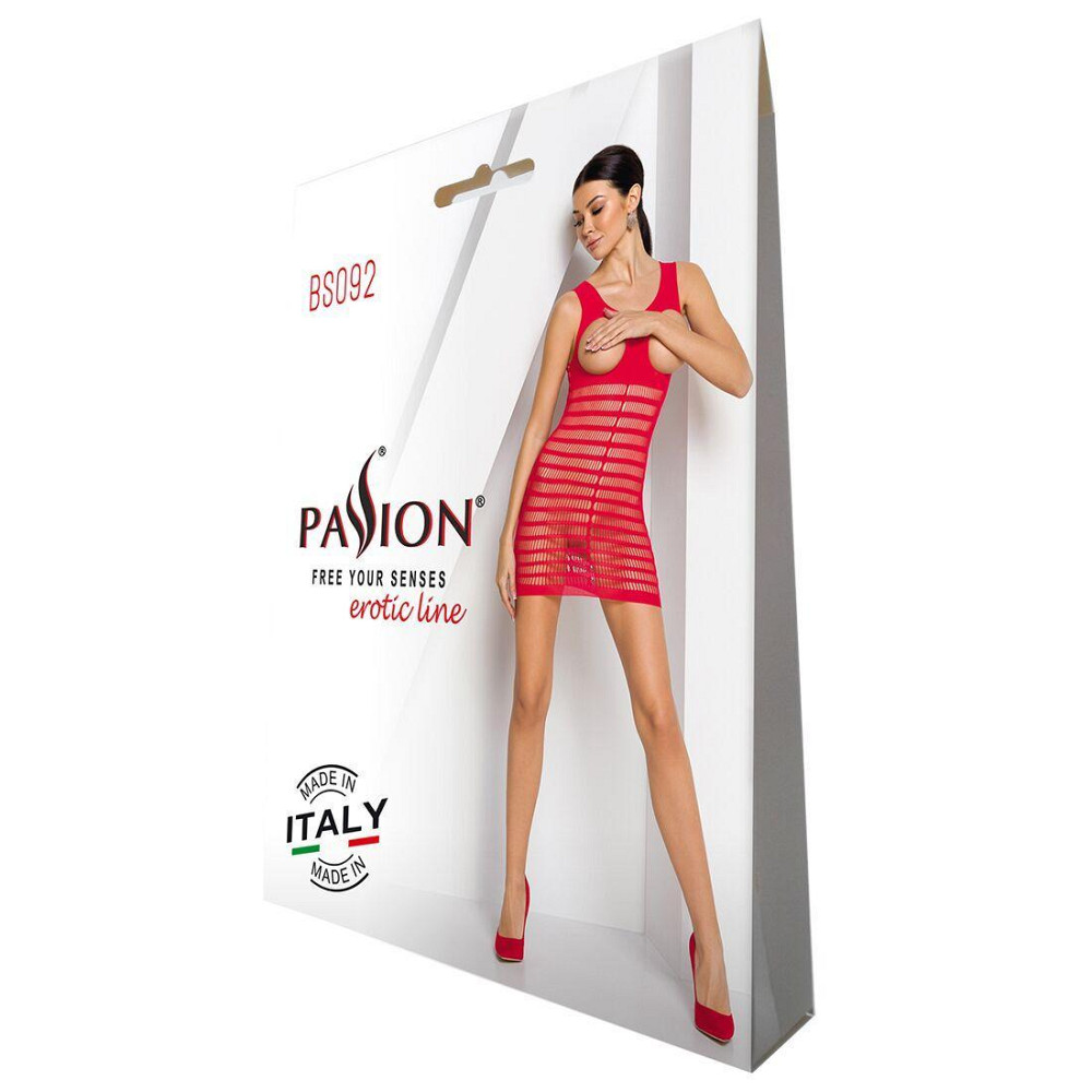 Бодістокінг-сукня з відкритими грудями Passion BS092 red Sex Aura Київ - фото 4