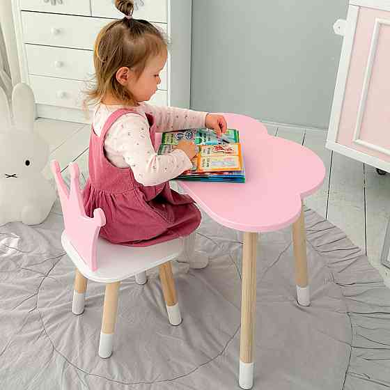 Дитячий столик і стілець "Хмаринка" рожеві з білим Київ