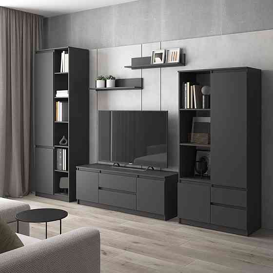 Комплект мебели в гостиную VAYS, шкаф R-26 шкаф R-27 тумба R-28 полки М-22 Антрацит Львов