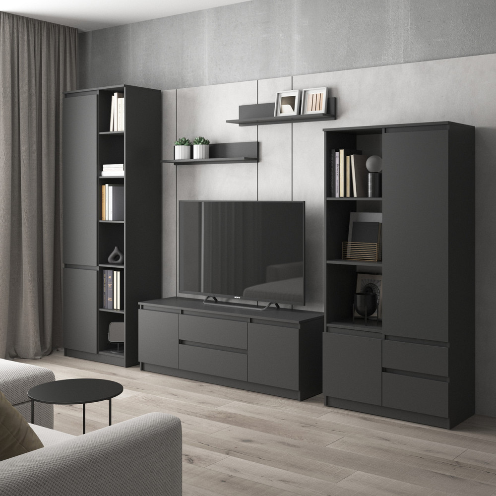 Комплект мебели в гостиную VAYS, шкаф R-26 шкаф R-27 тумба R-28 полки М-22 Антрацит Львов - изображение 1
