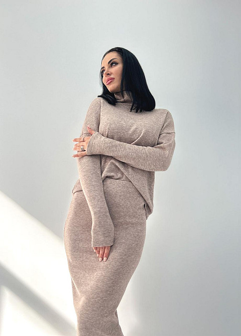 Жіночий ангоровий костюм "Valion" оптом I Батал Мокко, 50-52 Київ - фото 1
