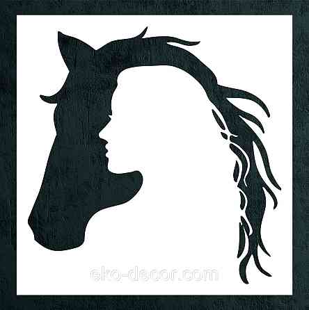 Декоративне настінне Панно «Сілует жінки та коня», Декор на стіну 50*50 см, Білий Київ