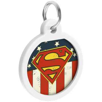 Адресник для животных WAUDOG Smart ID с QR паспортом "Супермен Америка", круг 25 мм (0625-1010ru-eng) Винница
