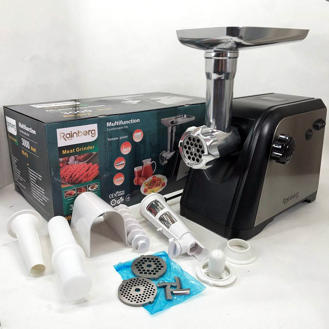 Мощная мясорубка электрическая для дома Rainberg RB-672 3000W, Мощная качественная электромясорубка NG-58 Львов - изображение 9