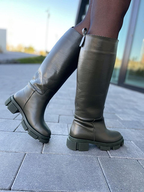 Чоботи жіночі GREMMY хакі натуральна шкіра зима висота 37 см (4860) Коломия - фото 10