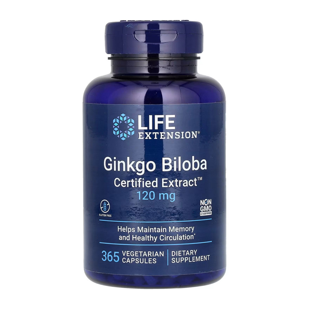 Екстракт гінкго білоба Ginkgo Biloba Certified Extract 120mg 365 vcaps Київ - фото 1