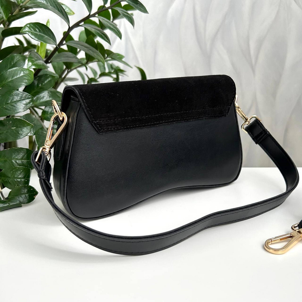 Красивый, стильный клатч. НАТУРАЛЬНАЯ ЗАМША+эко кожа. Черный. 301-41 Киев - изображение 9