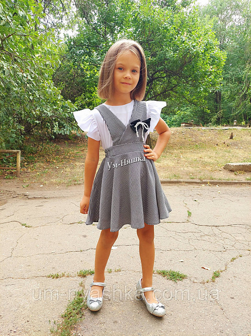 Красивий шкільний сарафан в клітинку 110, 128-134 Кривий Ріг - фото 7