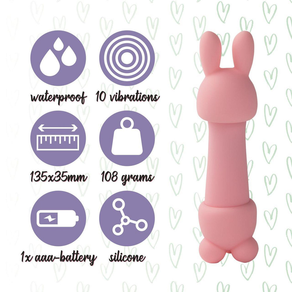 Мінівібратор FeelzToys Mister Bunny Pink з двома насадками Sex Aura Київ - фото 5