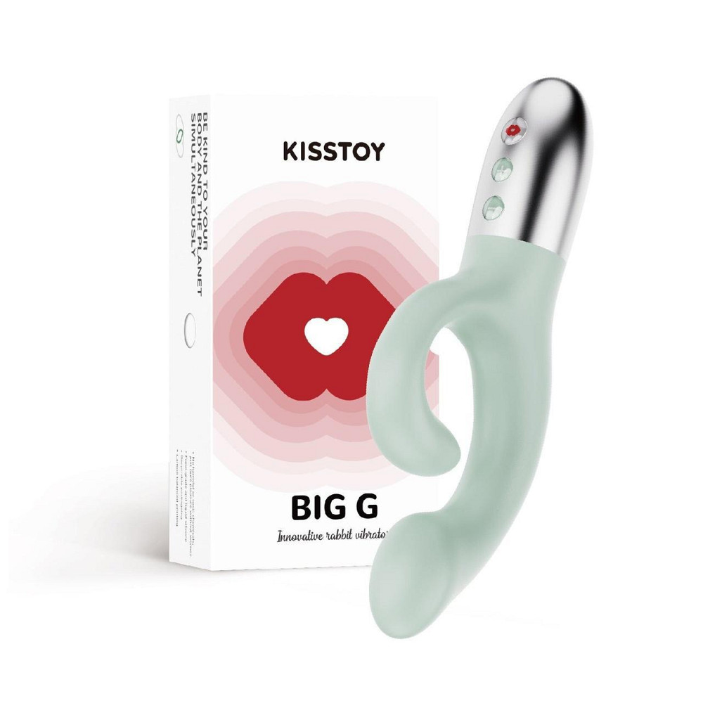 Вібратор-кролик для точки G KISTOY Big G Green, вигнутий відросток, автоматичний підігрів Sex Aura Київ - фото 3