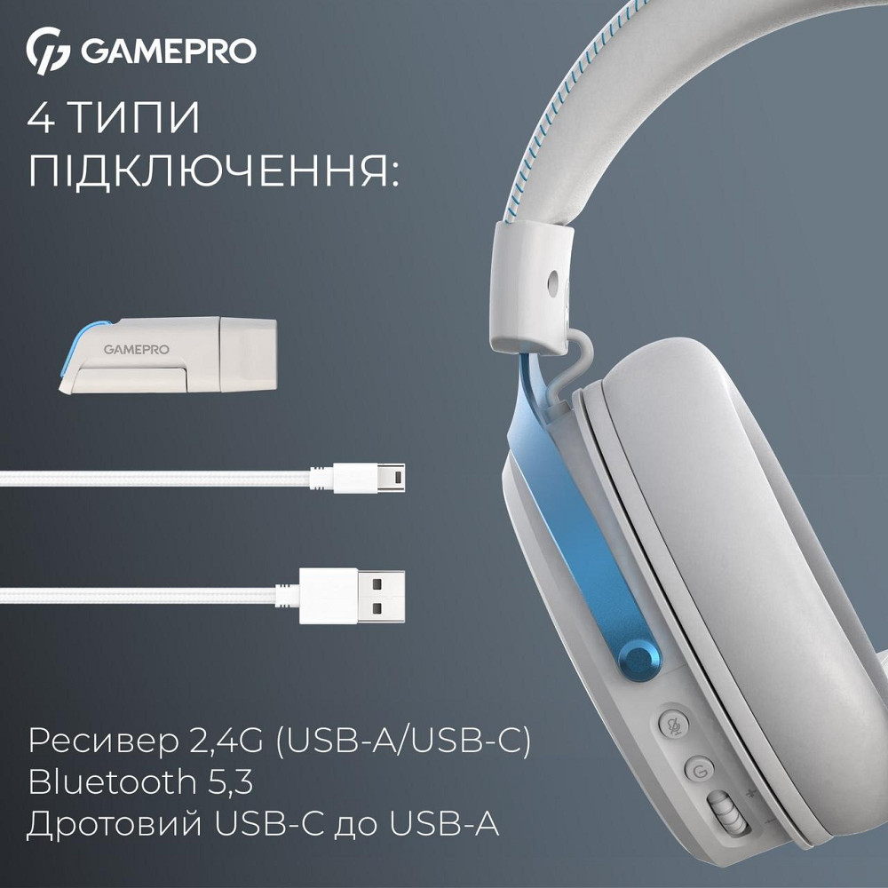 Гарнітура GamePro Asgard Freya Pro White-Blue (HSW201WB) ( 19725 ) Харків - фото 8