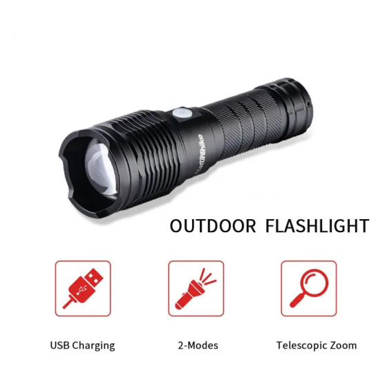 Ручной фонарик Naturehike NH20ZM009 15W IPX4 4000mAh (Черный) Винница