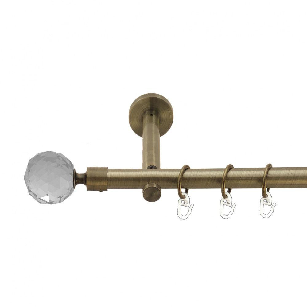 Карниз Orvit Люміера металевий однорядний циліндр+профіль (16 см) гладка труба кільце металеве Антик 19 мм 240 см (3999038) Львів - фото 1