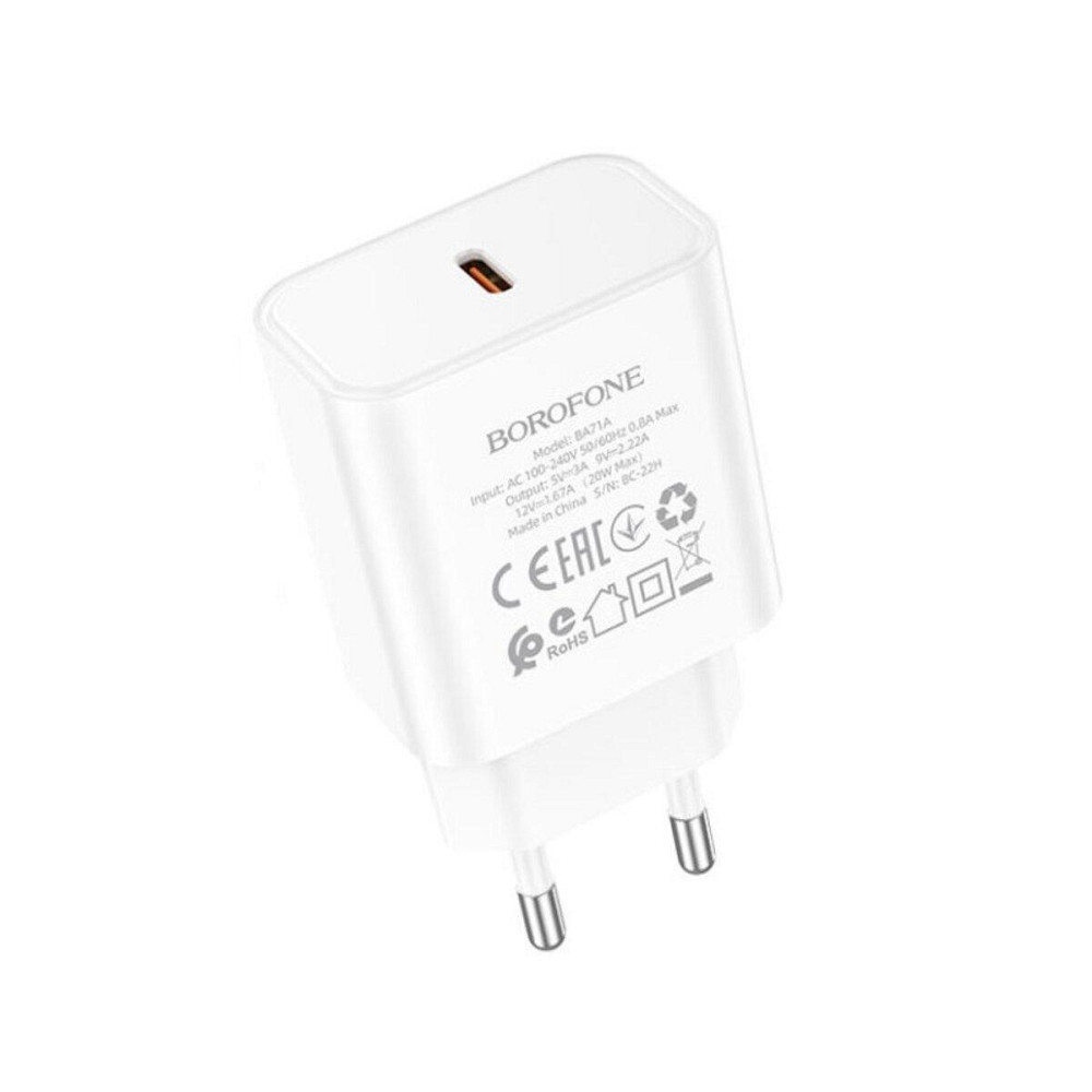 Мережевий зарядний пристрій BOROFONE BA71A Power single Port PD20W charger, колір білий BA71AW Одеса - фото 2