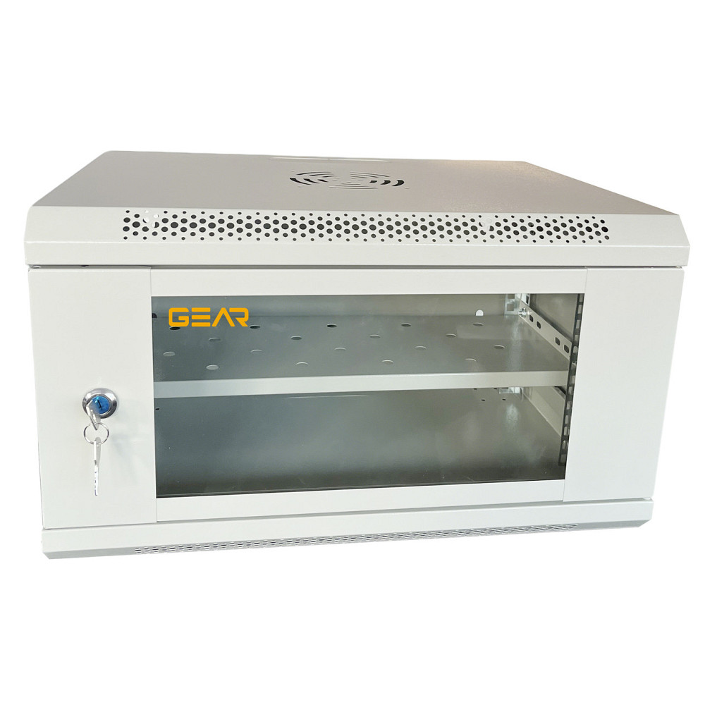 Шкаф серверный настенный с полкой GEAR 6U 19'' 600x450x300 Серый (GWMSN-6U-600-450G) Киев - изображение 3
