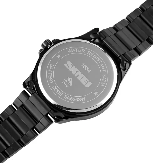 Чоловічий наручний годинник Skmei 1654 (Чорні на сталевому браслеті) Вінниця - фото 4