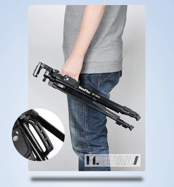 Штатив тринога NeePho NP-8830 не знімний майданчик + тримач + пульт + чохол (54-155см) Чорний Київ - фото 7