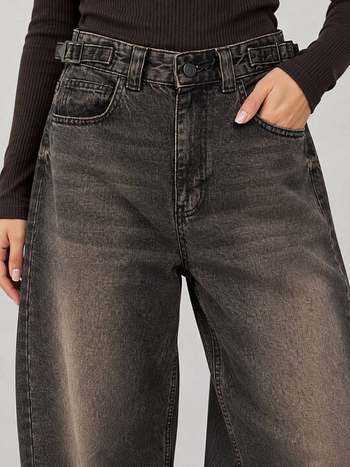 Джинси жіночі It’s Basic 2961-2W6-62 WIDE LEG baggy з регулюванням пояса коричневі, коричневий, 38, 38, 78 см, 106 см Київ - фото 3